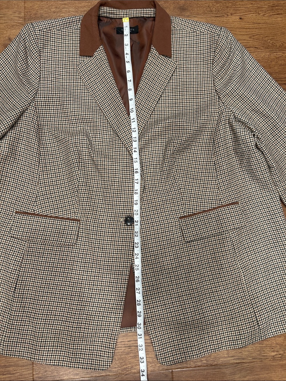 Talbots Plus Petite Relaxed 90s Blazer Autumn Check Brown Houndstooth Women 22wp - Picture 10 of 16